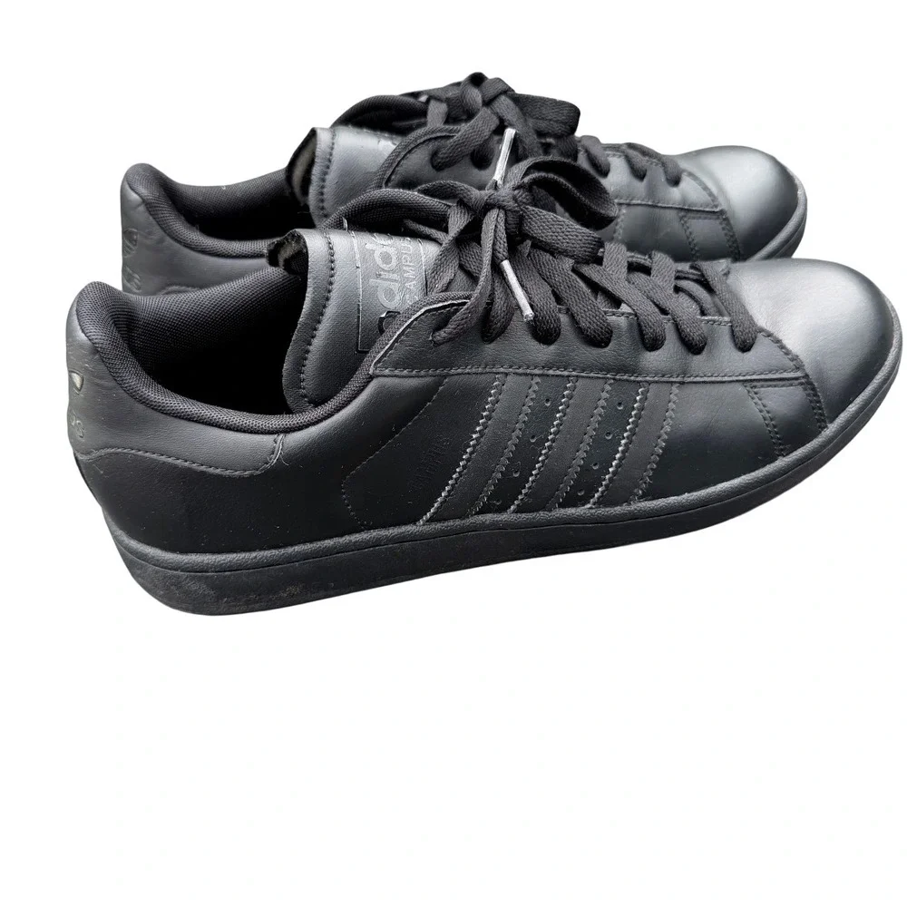 RARE‎ Adidas Campus Triple Black Leather Mens 10.5 Sneakers Low Top  G49418